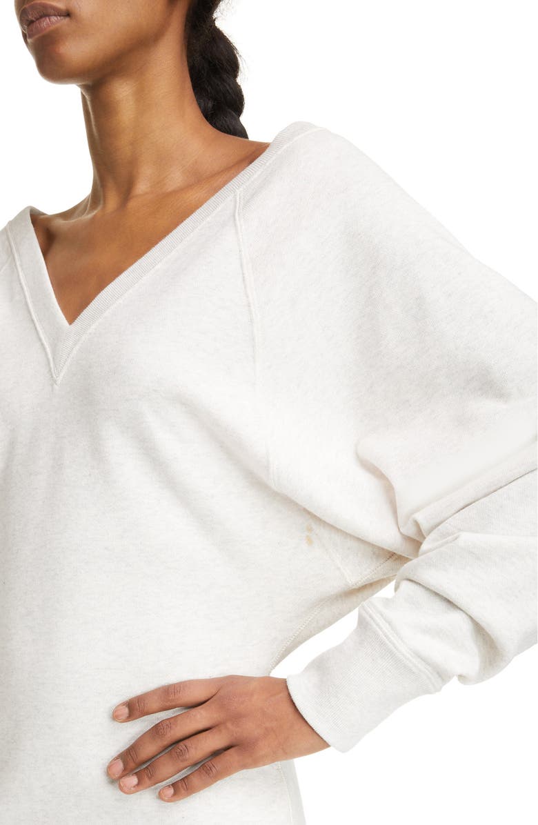 Isabel Marant Étoile Manuela Long Sleeve V-Neck Sweatshirt Dress, Alternate, color, Ecru