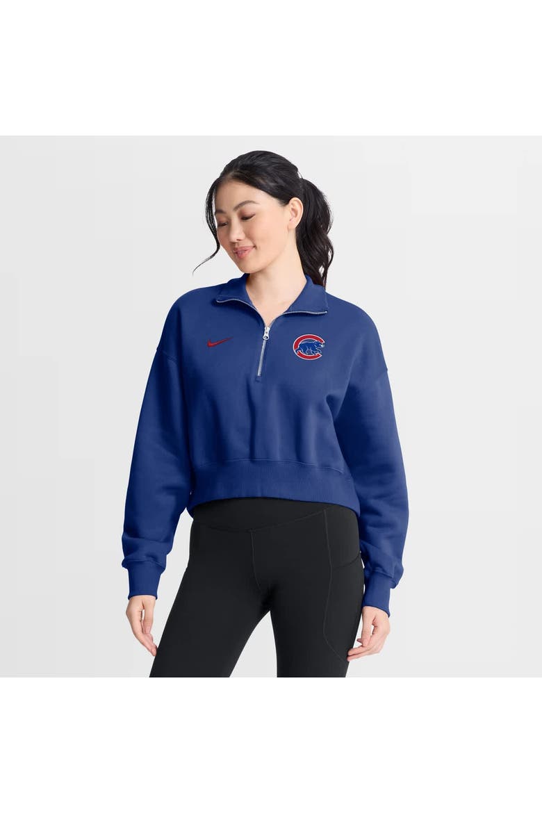 Women's Nike Royal Chicago Cubs Primetime Phoenix Fleece Half-Zip Sweatshirt, Main, color, Royal