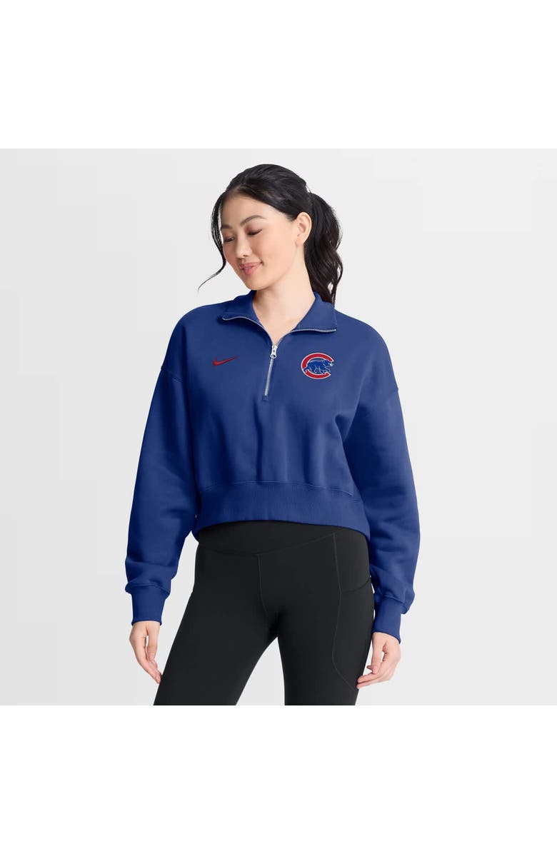 Nike Women's Nike Royal Chicago Cubs Primetime Phoenix Fleece Half-Zip Sweatshirt, Main, color, Royal