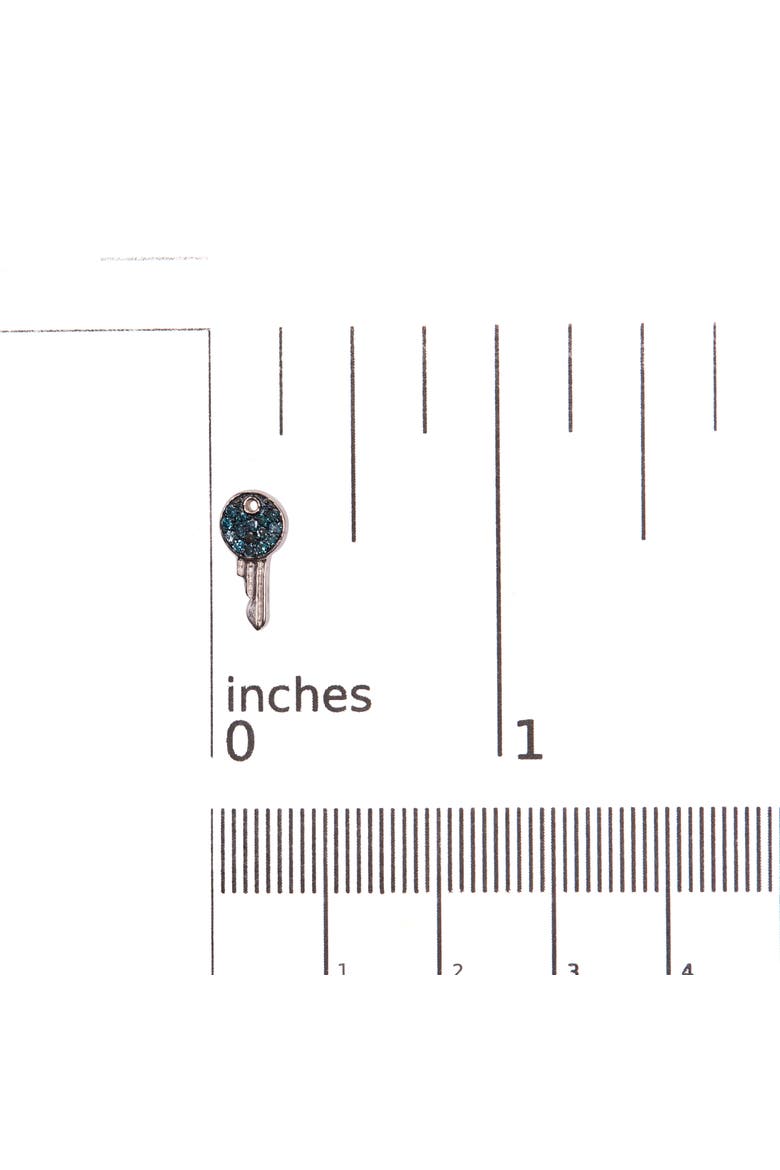Sterling Silver 1/6 Cttw Blue Diamond Key Motif Stud Earrings, Alternate, color, Silver