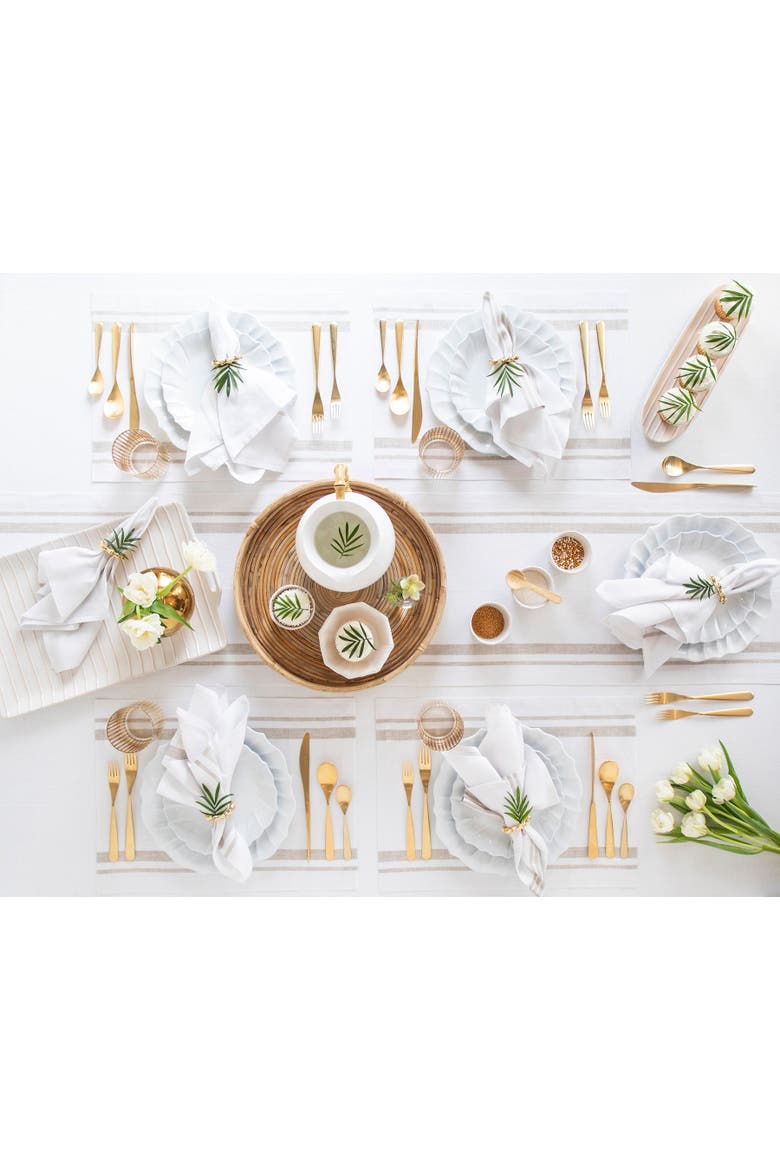 Linen Placemats Set of 4, 14 x 19" - French Stripe, Alternate, color, Natural and White