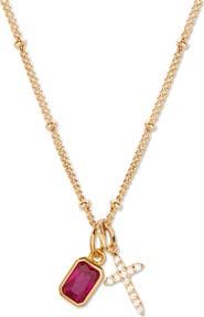 Brook and York Josephine Cross & Birthstone Pendant Necklace