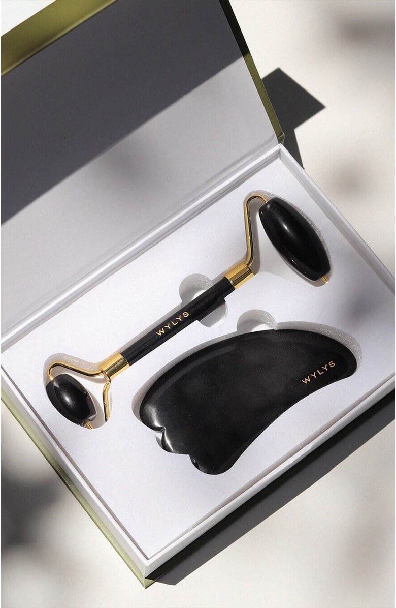 WYLYS Black Obsidian Gua Sha + Face Roller Set, Alternate, color, NO COLOR