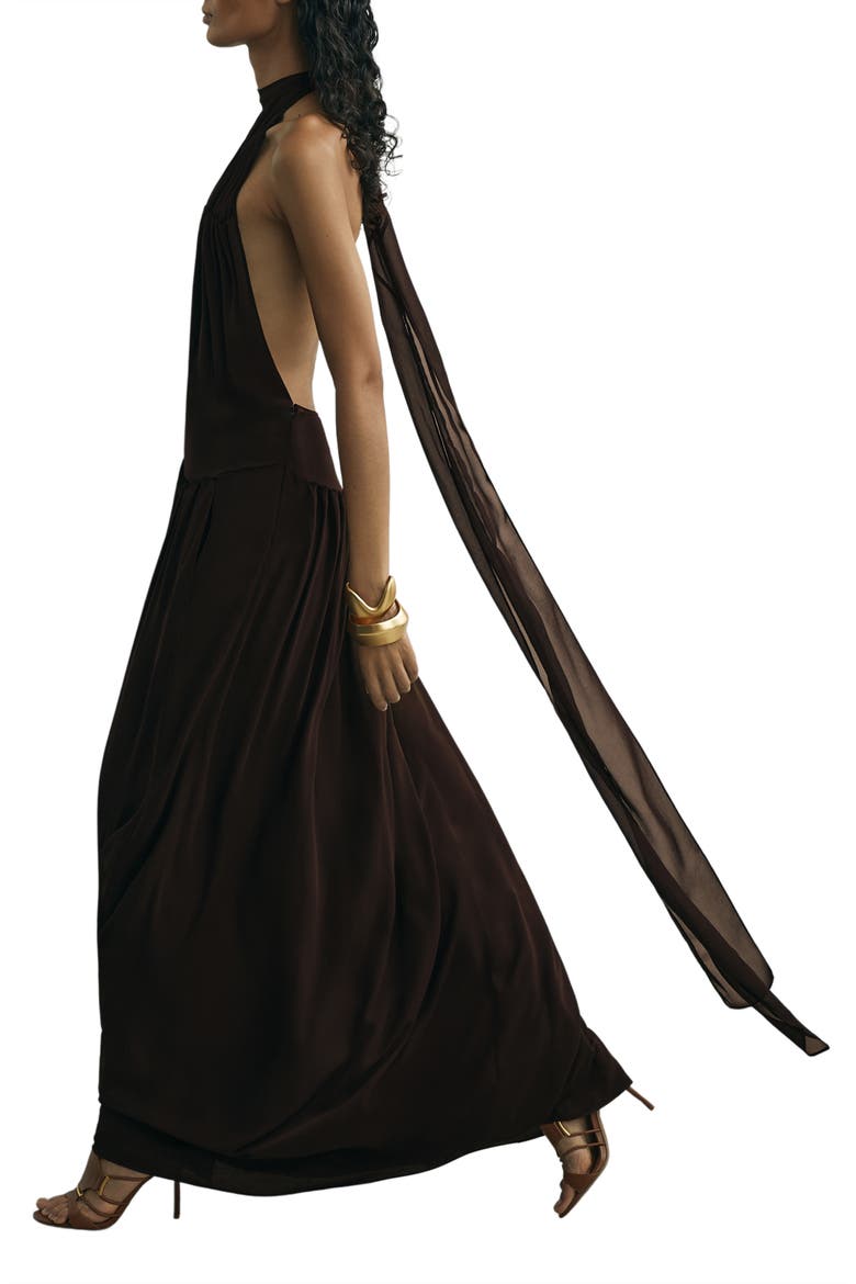 Luna Halter Gown, Alternate, color, CHOCOLATE