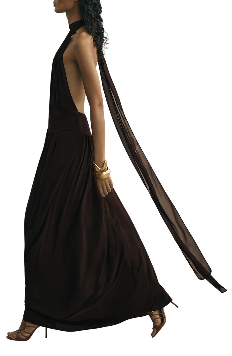 Reiss Luna Halter Gown, Alternate, color, Chocolate