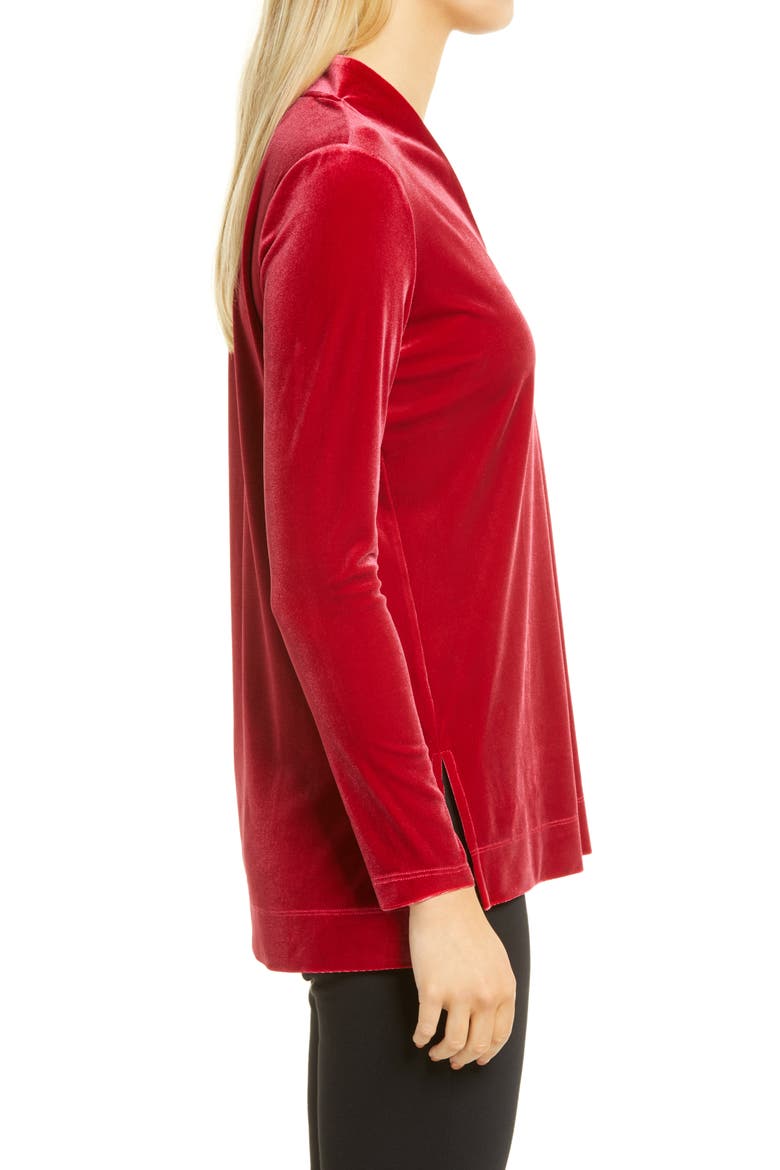V-Neck Velour Top, Alternate, color, TITIAN RED