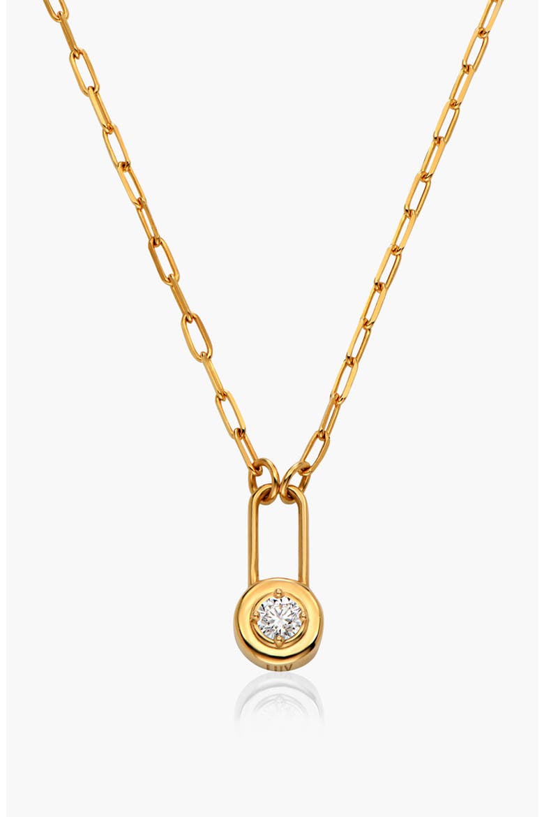 Lock & Luna Charm with Round Cut Moissanite, Main, color, Gold Vermeil