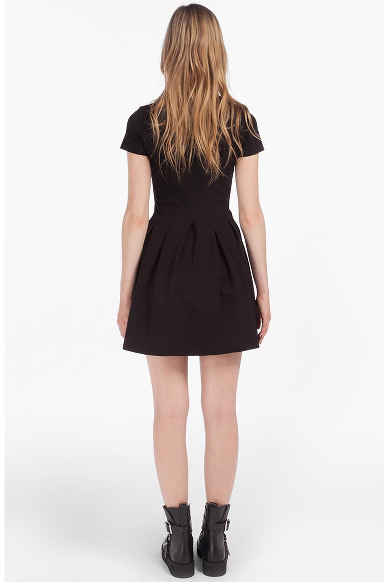 'Datypic' Stretch Fit & Flare Dress, Alternate, color, NOIR