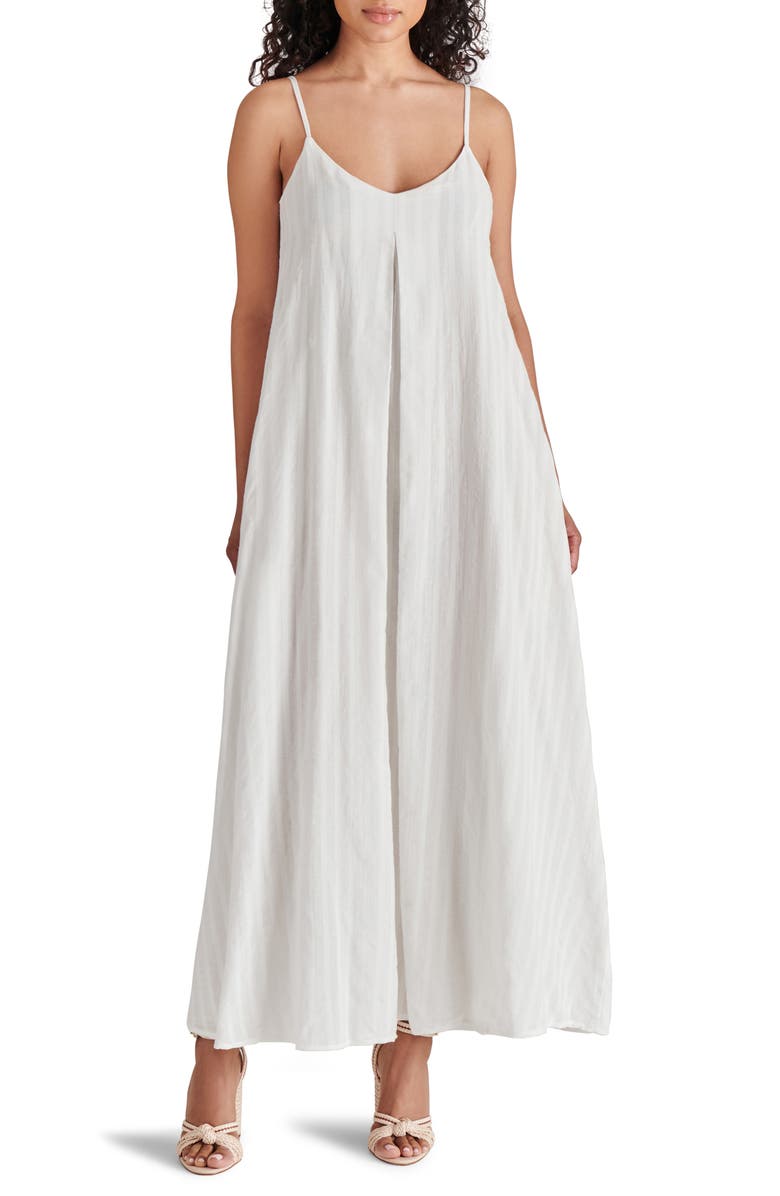 Steve Madden Stripe Inverted Pleat Cotton Maxi Dress, Main, color, 