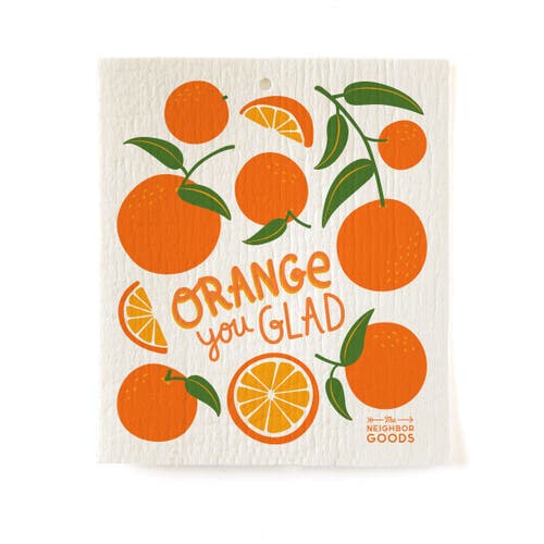 The Neighborgoods Orange Dish Towel + Sponge Cloth Gift Set In Multi
