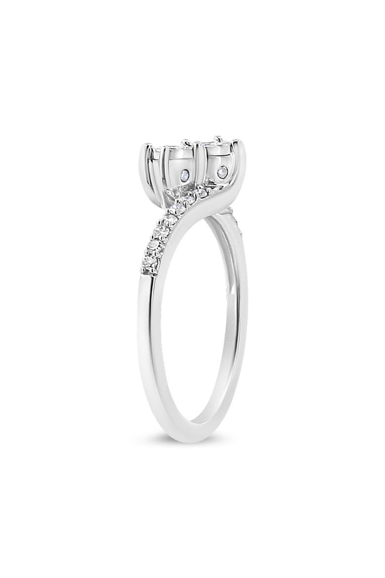 10K White Gold 1/4 Cttw Miracle Set Diamond Two-Stone Ring, Alternate, color, White