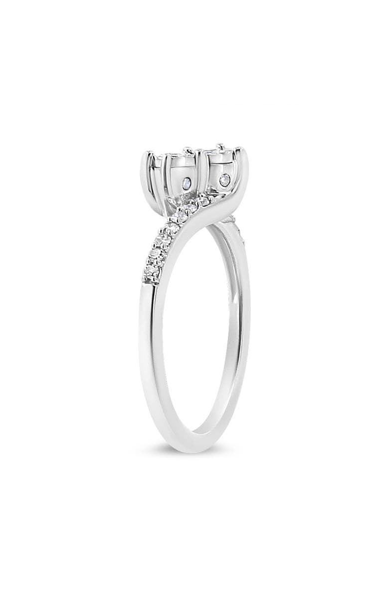 Haus of Brilliance 10K White Gold 1/4 Cttw Miracle Set Diamond Two-Stone Ring, Alternate, color, White