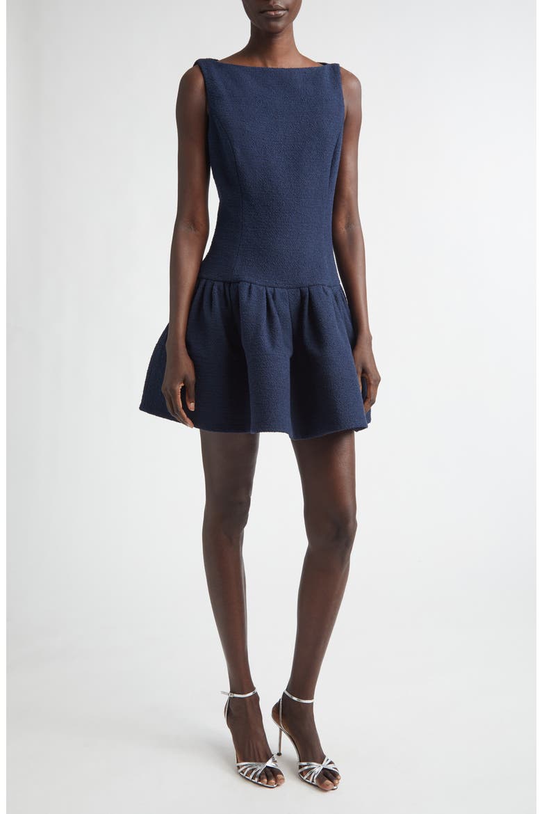 Bubble Hem Tweed Minidress, Main, color, NAVY