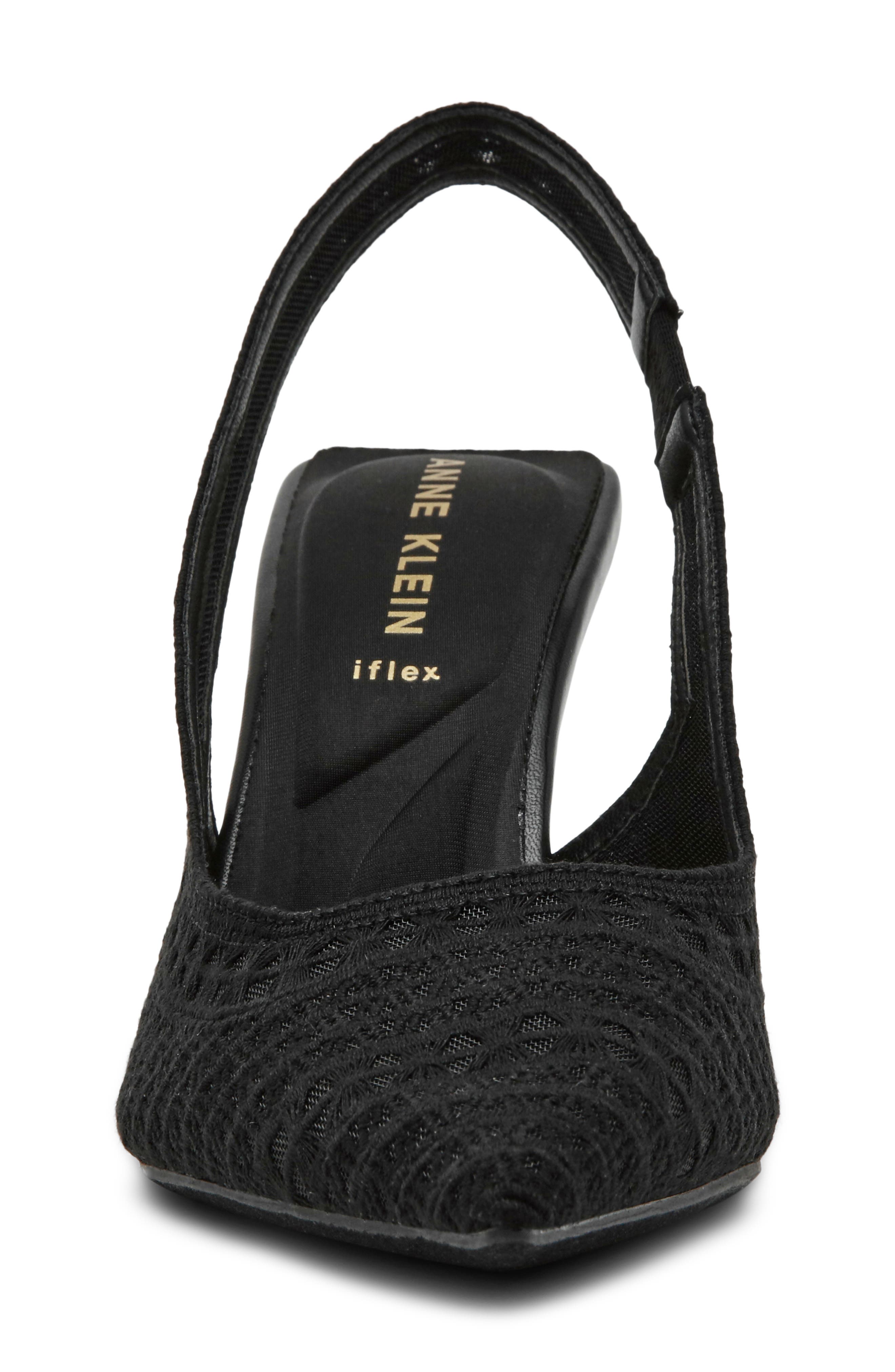 Anne Klein Ismeralda Slingback Pointed Toe Pump, Alternate, color, Black Crochet