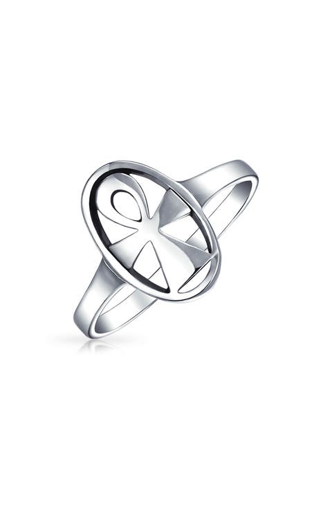 Key of Life Sterling Silver Ankh Signet Ring