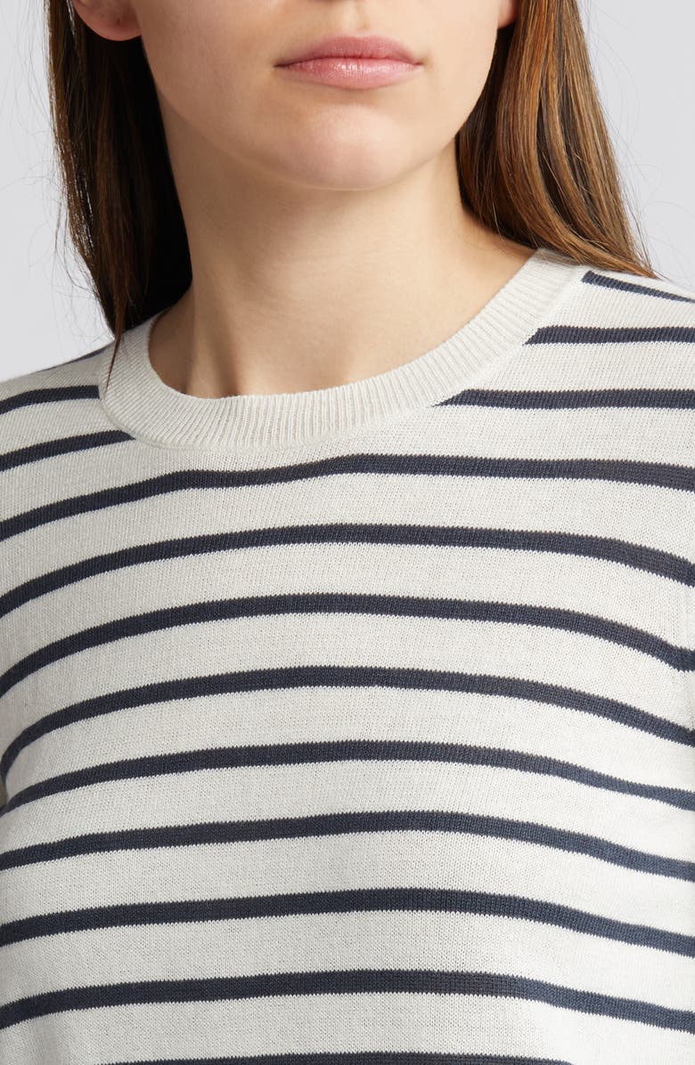 FRAME Stripe Ruched Sleeve Sweater, Alternate, color, Midnight Slate Multi