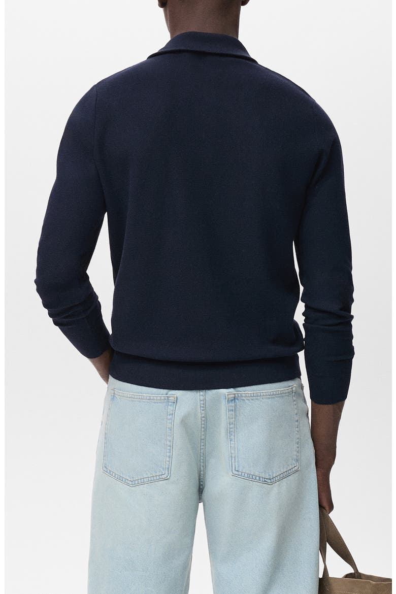 Half Zip Piqué Sweater, Alternate, color, NAVY
