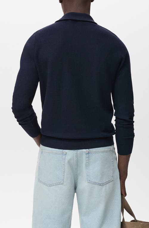 Mango Men's Zipper Collar Microstructure Sweater In Blue