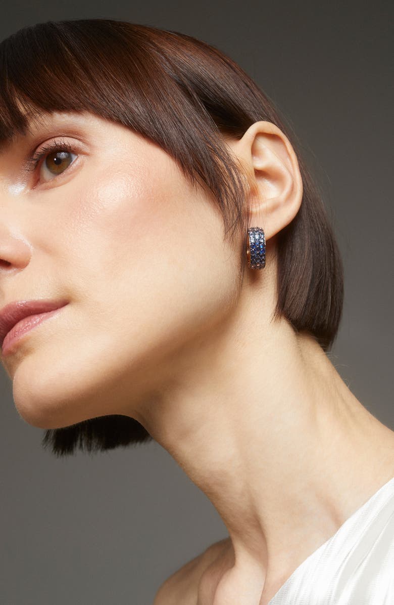 Nadri Gradient Pavé Crystal Huggie Hoop Earrings, Alternate, color,