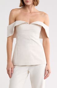 Rebecca Taylor Draped Cap Sleeve Cotton Blend Sateen Top