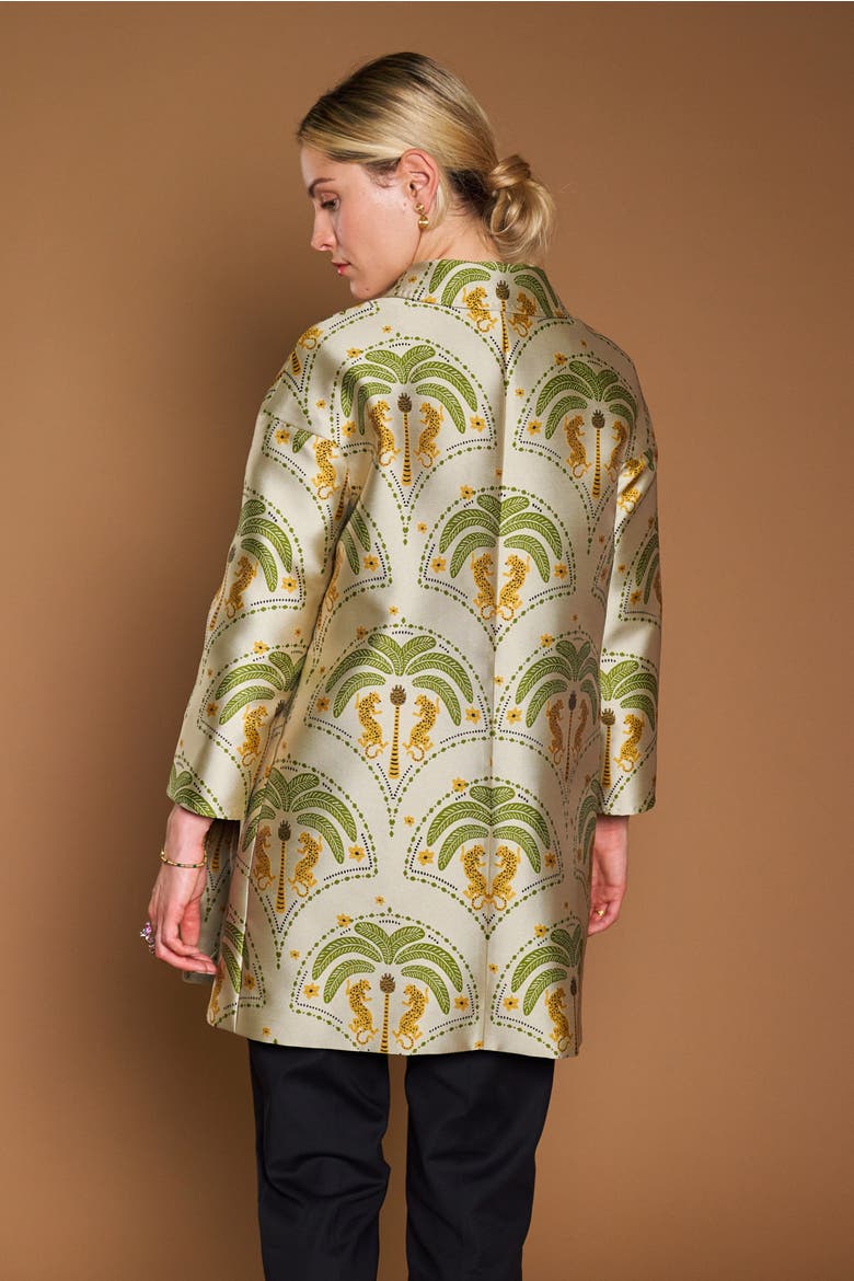 Jacquard Long Jacket With Embroidery, Alternate, color, Sand / Green