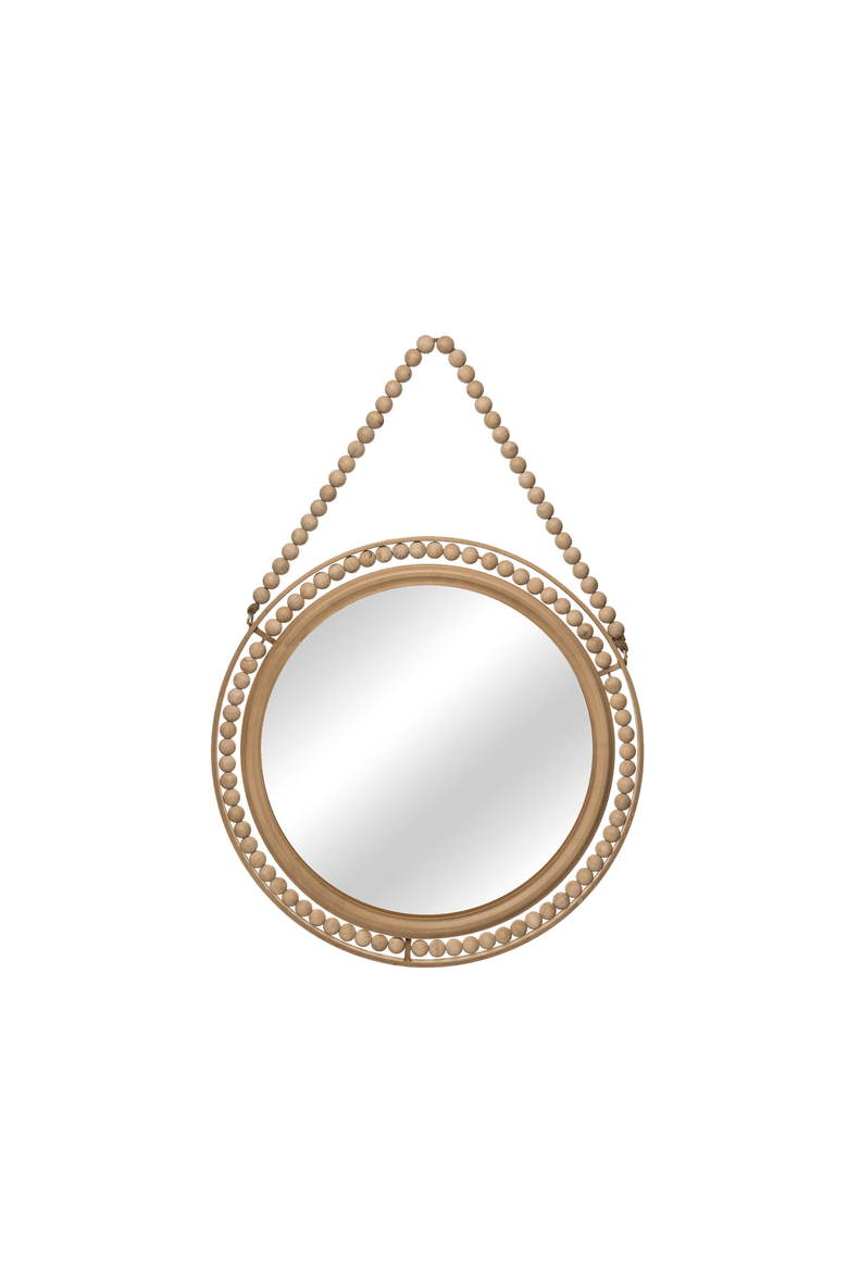 Beaded Hanging Mirror, Round Beaded Wall Mirror, Modern, Hanging, Entryway, Glass, Gold, Home Decor, All Seasons, Main, color, Gold