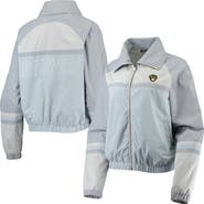 THE WILD COLLECTIVE Women's The Wild Collective Navy Milwaukee Brewers Colorblock Track Raglan Full-Zip Jacket