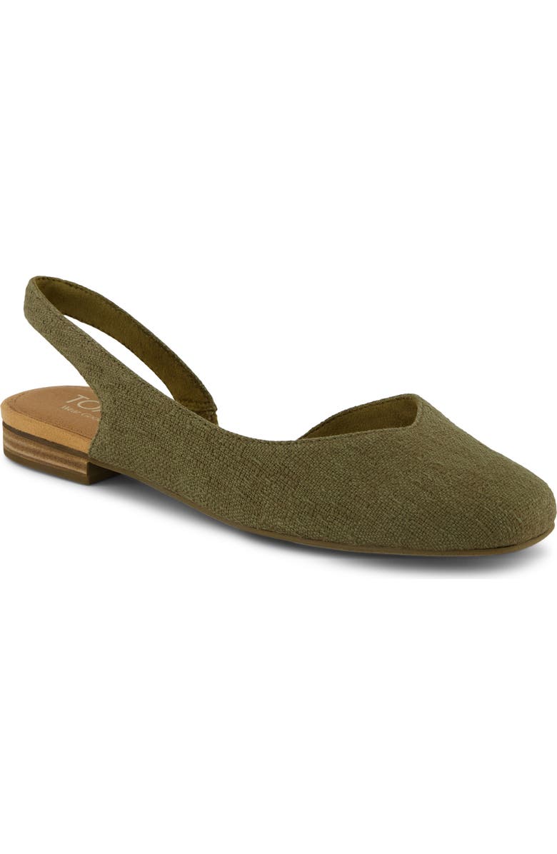 TOMS Alene Slingback Half d'Orsay Flat, Main, color, Medium Green