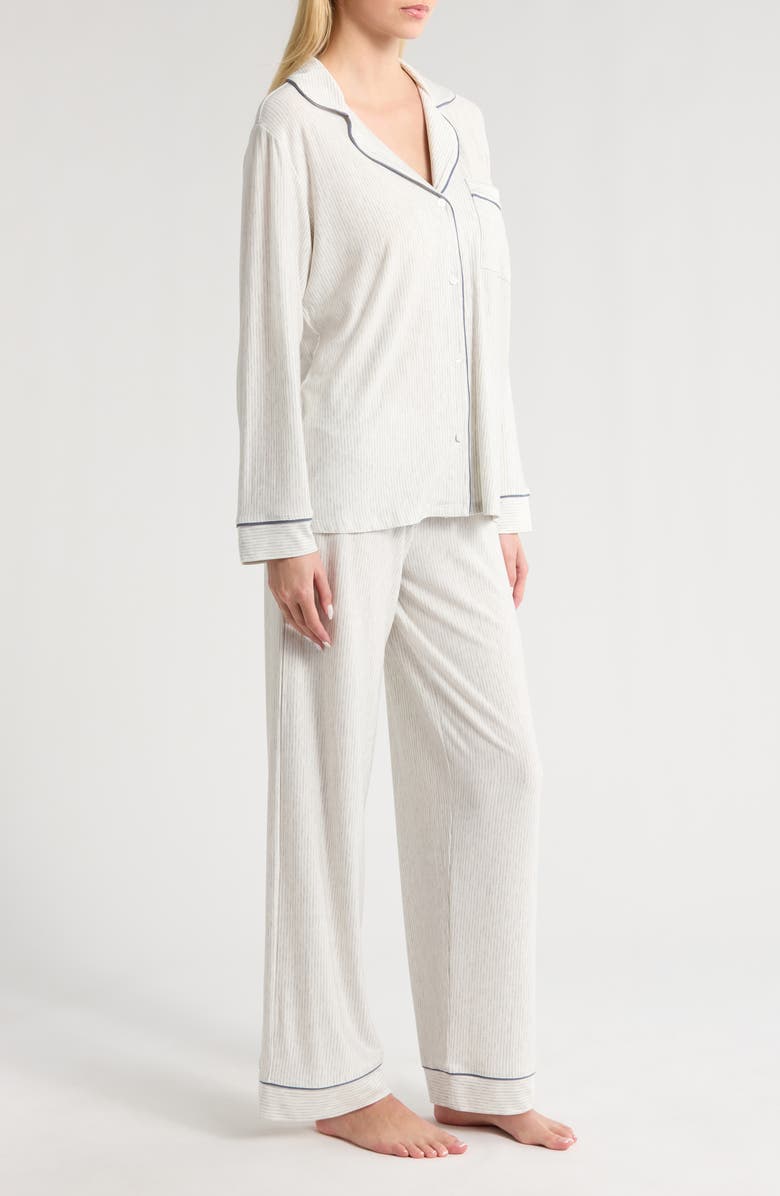 Eberjey Gisele Printed Long Pajamas, Alternate, color, Heritage Lt Htr Grey