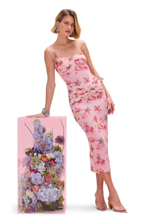 Orchid Bloom Chiffon Midi Dress