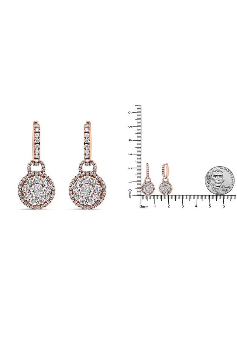 18K Rose Gold 1 1/2 Cttw Diamond Composite Dangle Earrings, Alternate, color, Pink