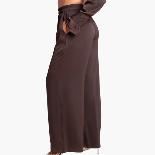RICHANTEE High Waisted Wide Leg Pants in Brown  product