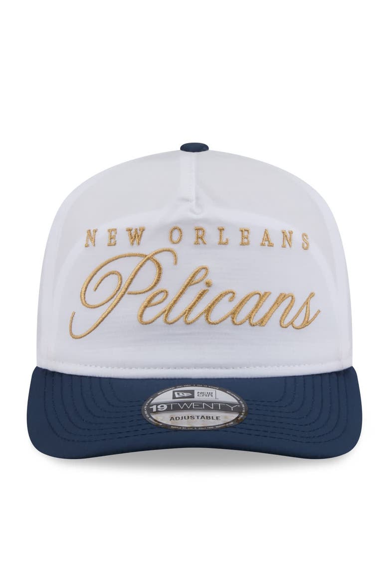 Men's New Era White/Navy New Orleans Pelicans 2025 NBA Draft On-Stage Nylon 19TWENTY Adjustable Hat, Alternate, color, White