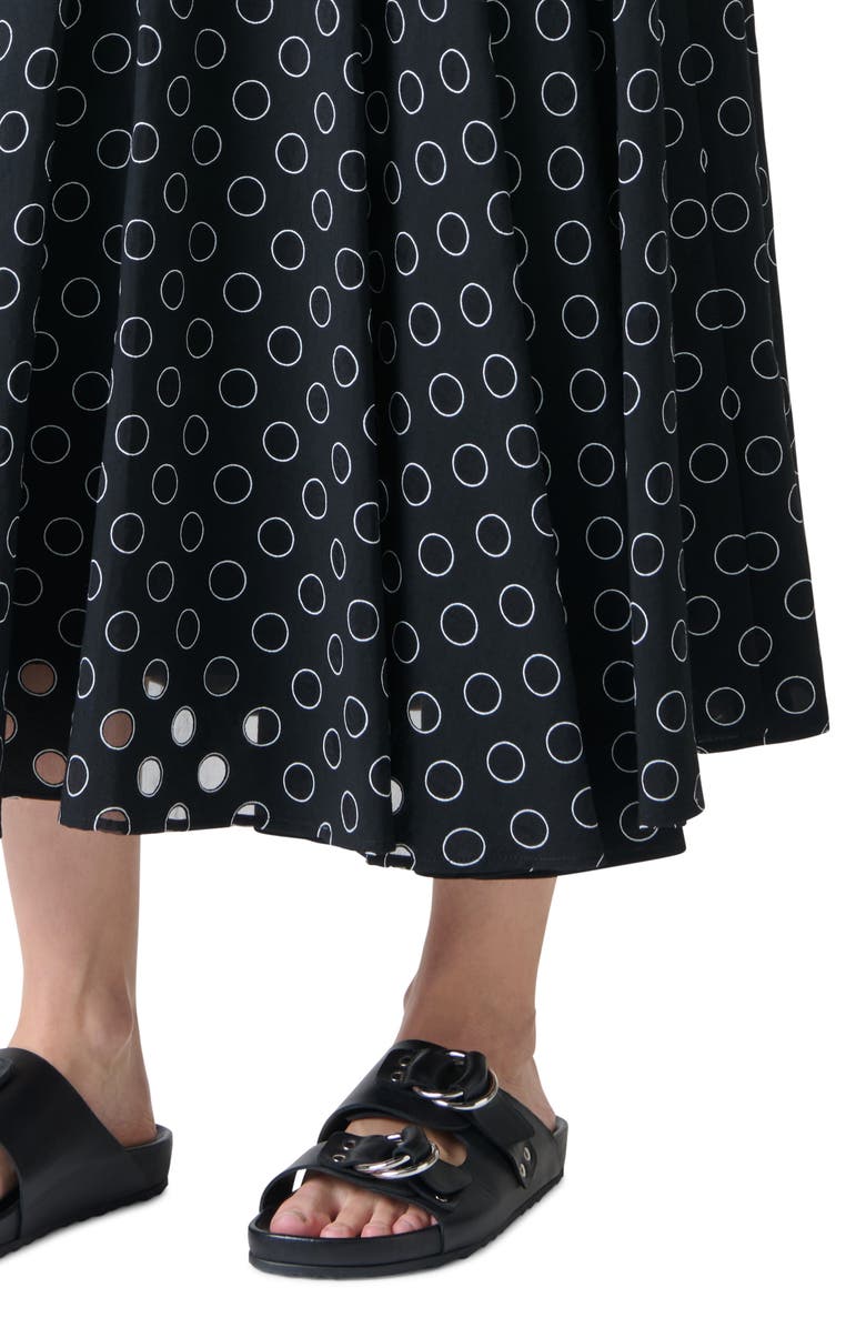 Akris punto Polka Dot Organza Pleated Midi Skirt, Alternate, color, Black-Cream