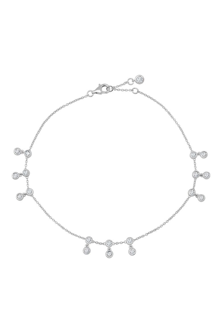 Tri Bezel Anklet, Main, color, PURE PLATINUM/ CLEAR STONE