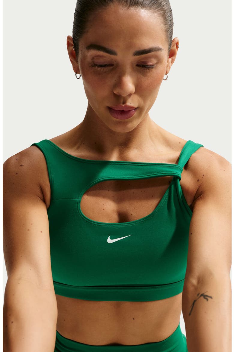 Capsule Asymmetric Sports Bra, Alternate, color, MALACHITE/ WHITE