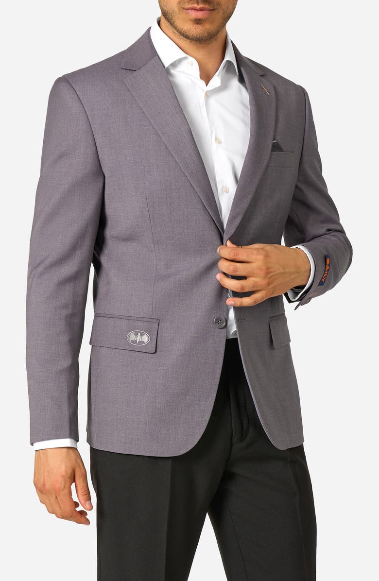 OppoSuits x Batman Daily Slim Fit Grey Stretch Sport Coat, Main, color, Grey