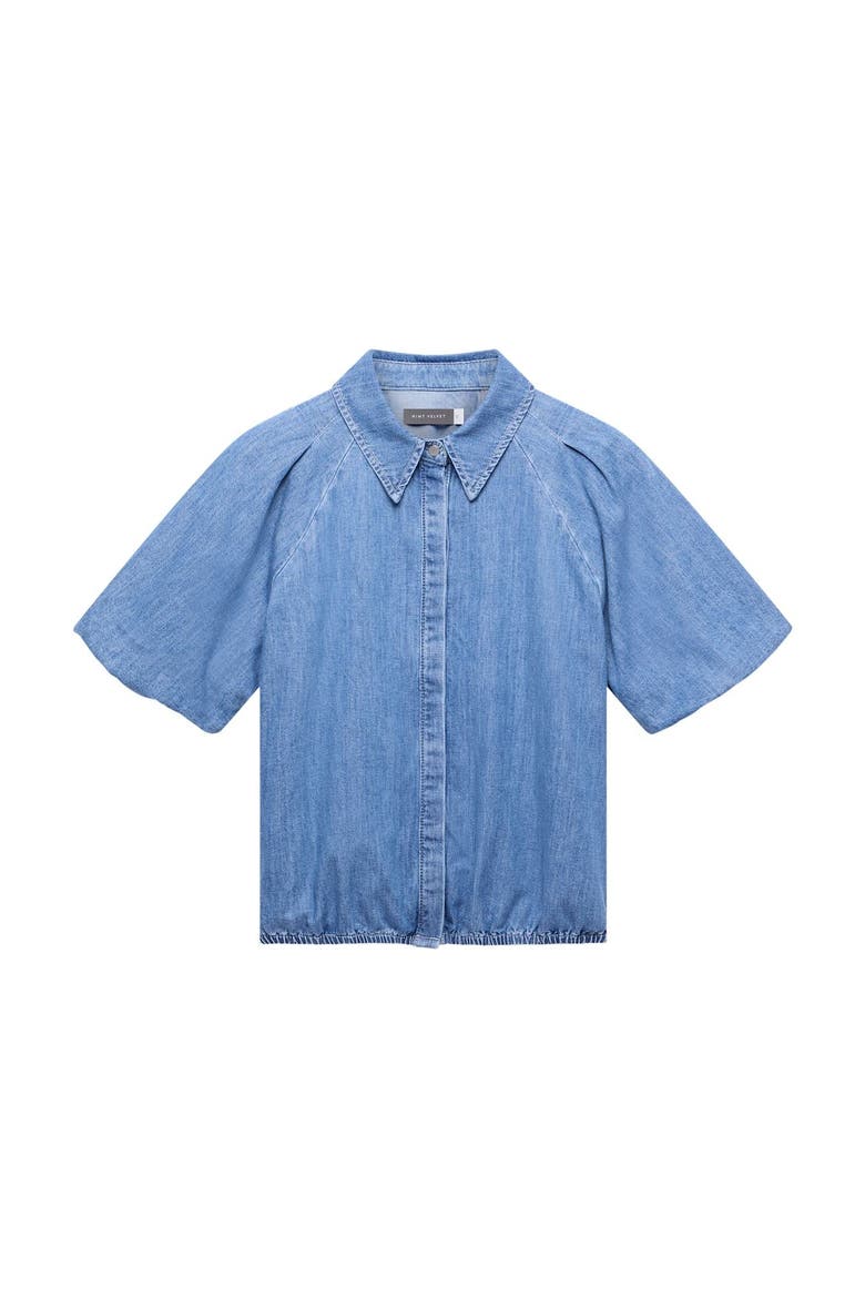 Denim Puff Sleeve Shirt, Alternate, color, Blue