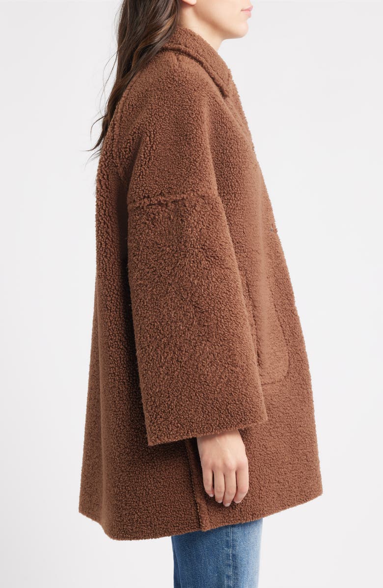 THE GREAT. The Plush Teddy Fleece Car Coat, Alternate, color, Chocolate