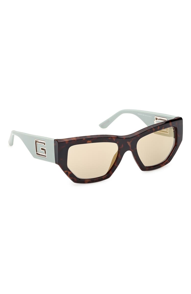 GUESS Geometric Sunglasses, Alternate, color, Havana/ Other / Green Mirror