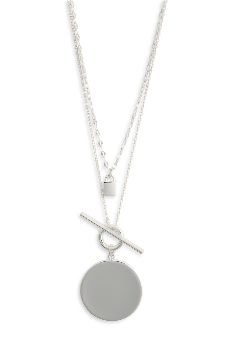 NORDSTROM RACK Set of 2 Demi Fine Disc Pendant Necklaces, Main, color, Silver