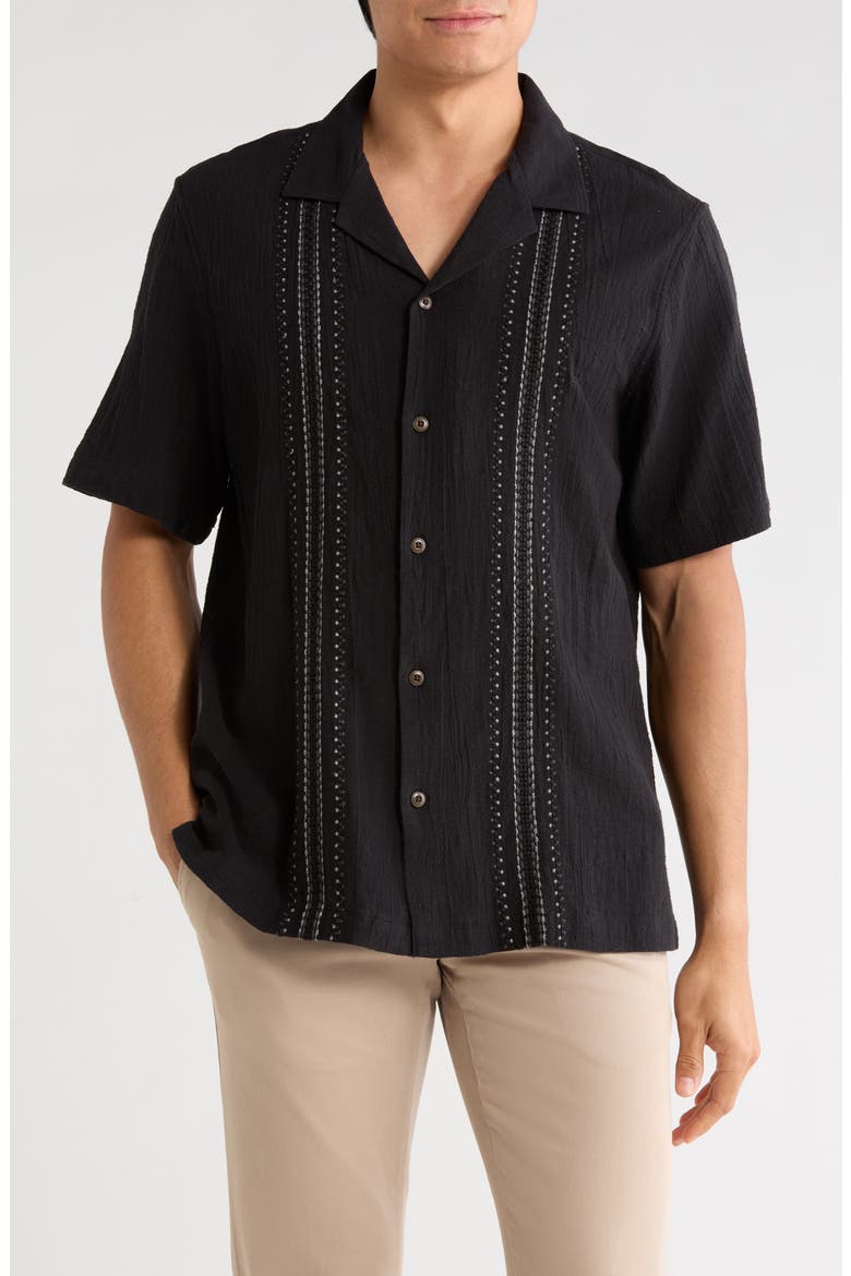 Embroidered Camp Shirt, Main, color, PHANTOM