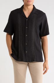 Lucky Brand Embroidered Camp Shirt
