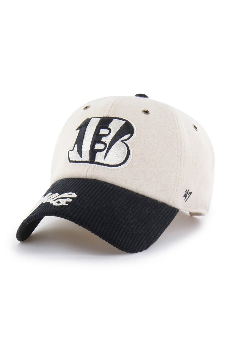 Women's '47 Natural/Black Cincinnati Bengals Rope Script Clean Up Adjustable Hat, Alternate, color, Natural