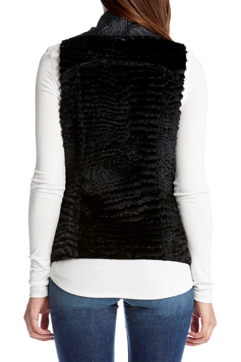 Reversible Faux Fur Vest, Alternate, color, BLACK