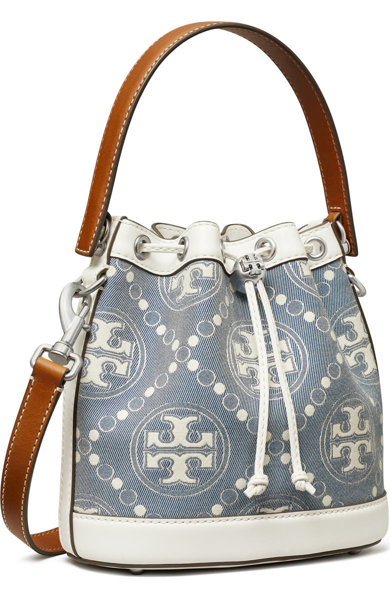 Tory Burch T Monogram Denim Bucket Bag, Alternate, color,