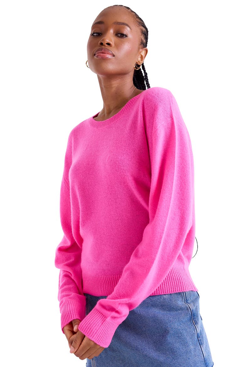 Maila Long Sleeve 100% Cashmere Sweater, Main, color, HOT PINK