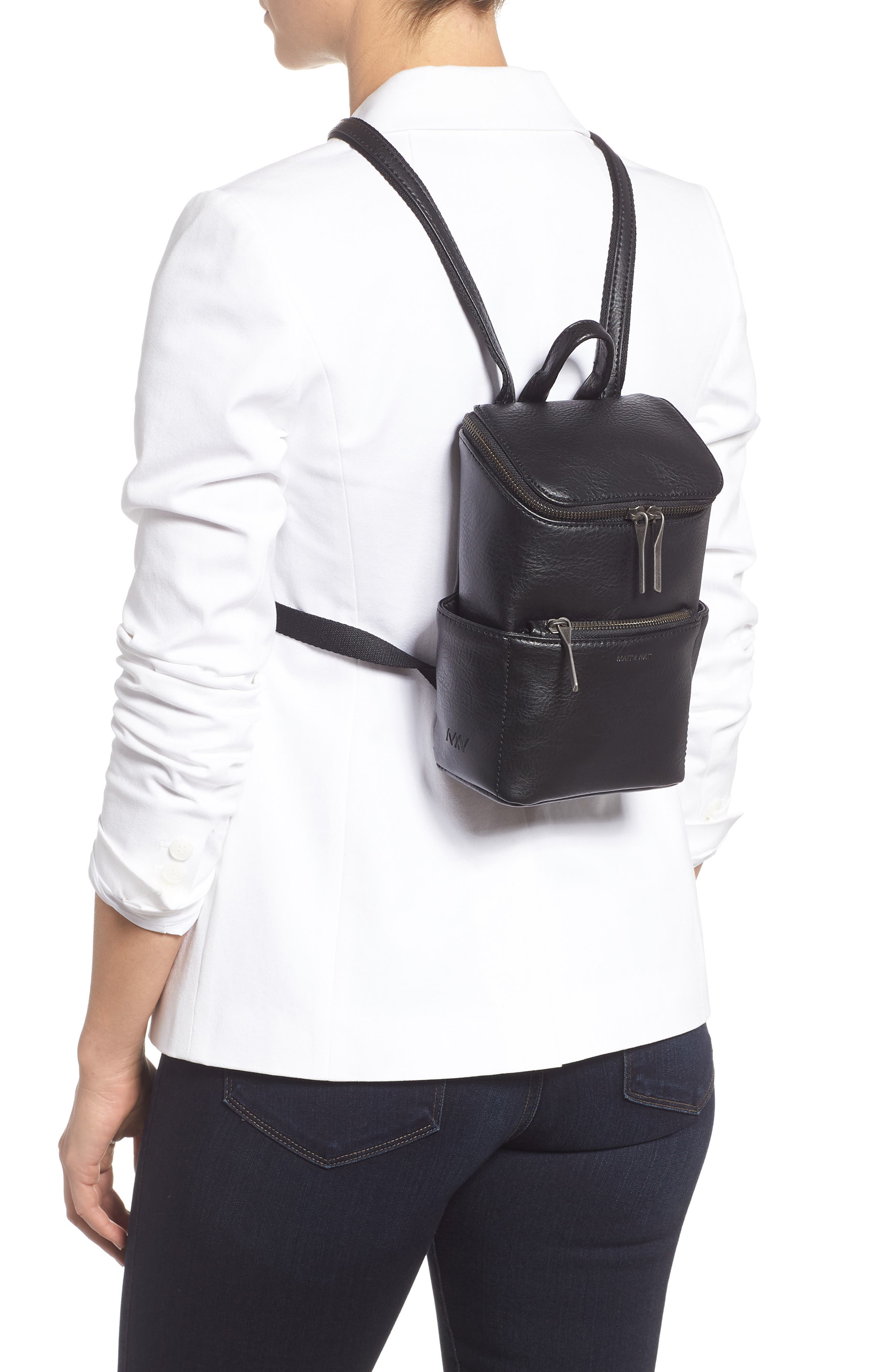 Mini Brave Faux Leather Backpack, Alternate, color, BLACK