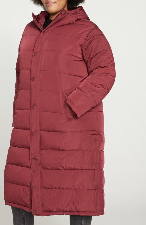 Universal Standard Everest 2 Hooded Long Puffer Coat in Rioja 