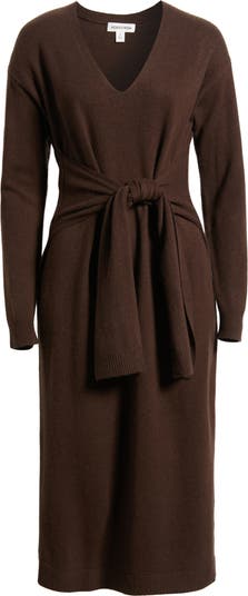 Long Sleeve Wool Cashmere Blend Sweater Dress